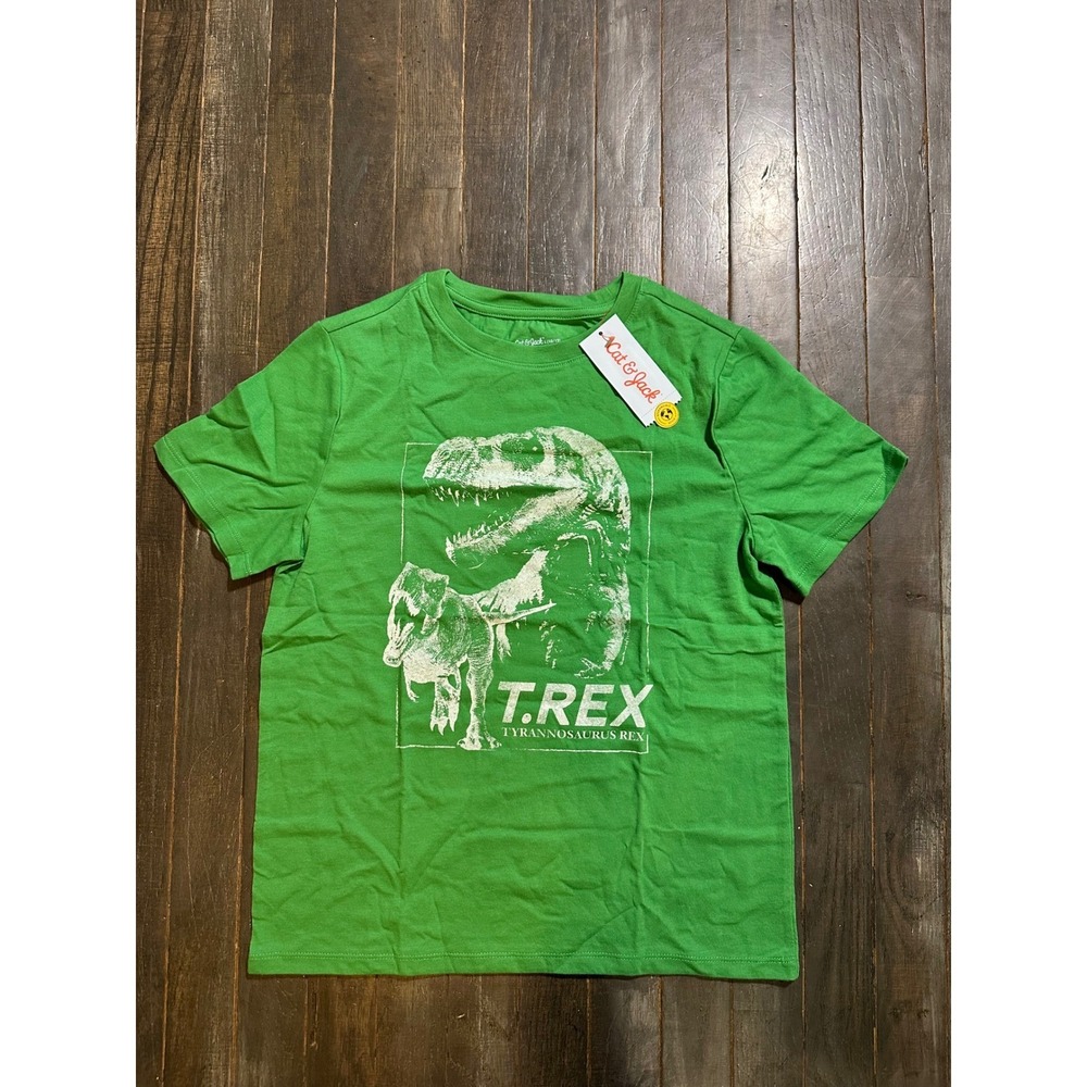 Cat & Jack Boys Green T-Rex Tyrannosaurus Rex Graphic Tee Shirt
